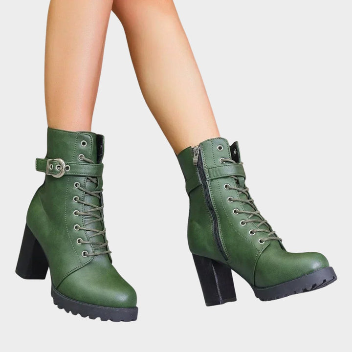 Katharina | Bottines à lacets pour femmes avec talon bloc et boucle