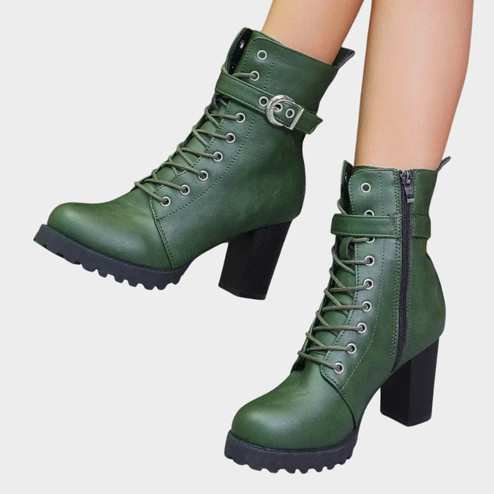 Katharina | Bottines à lacets pour femmes avec talon bloc et boucle