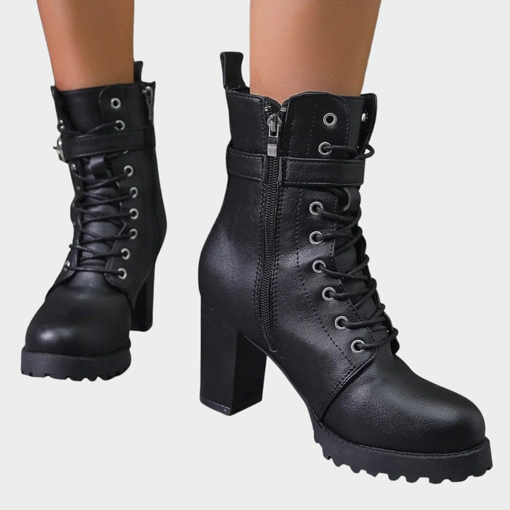 Katharina | Bottines à lacets pour femmes avec talon bloc et boucle