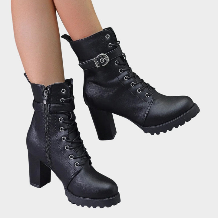 Katharina | Bottines à lacets pour femmes avec talon bloc et boucle
