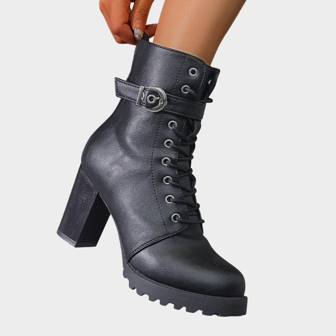 Katharina | Bottines à lacets pour femmes avec talon bloc et boucle