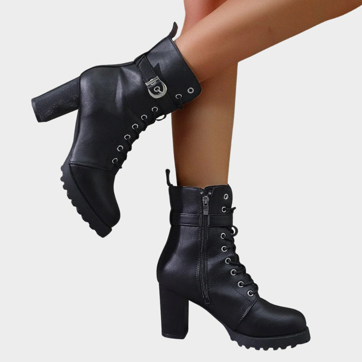 Katharina | Bottines à lacets pour femmes avec talon bloc et boucle