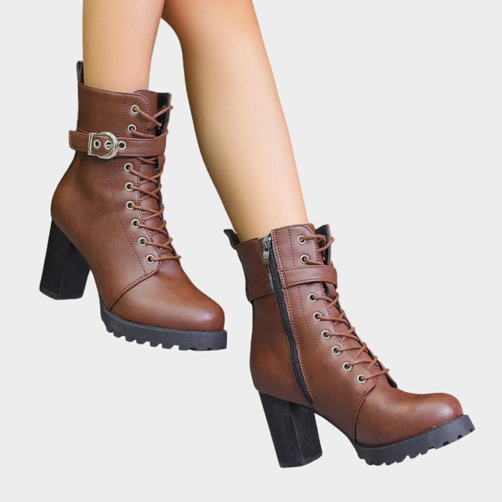 Katharina | Bottines à lacets pour femmes avec talon bloc et boucle
