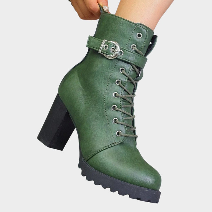 Katharina | Bottines à lacets pour femmes avec talon bloc et boucle