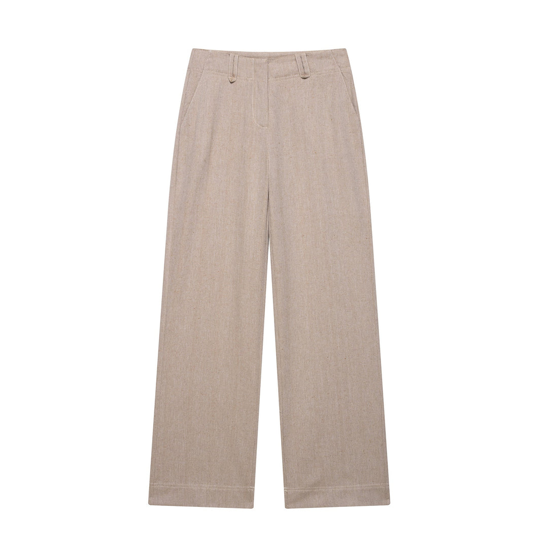 Ensemble pour femmes avec veste à fermeture éclair, col chemise et jambes larges