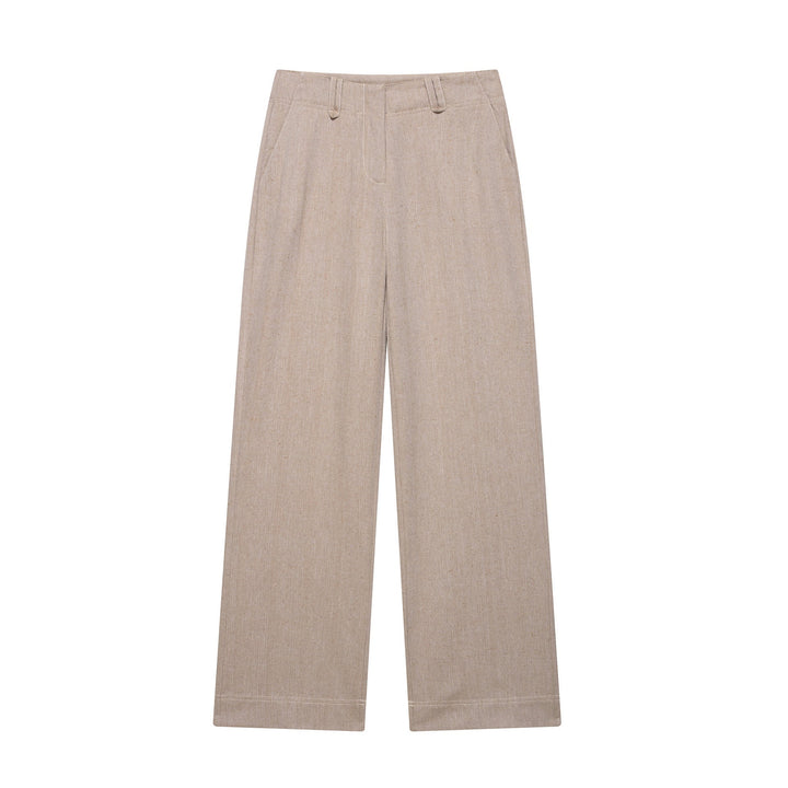Ensemble pour femmes avec veste à fermeture éclair, col chemise et jambes larges