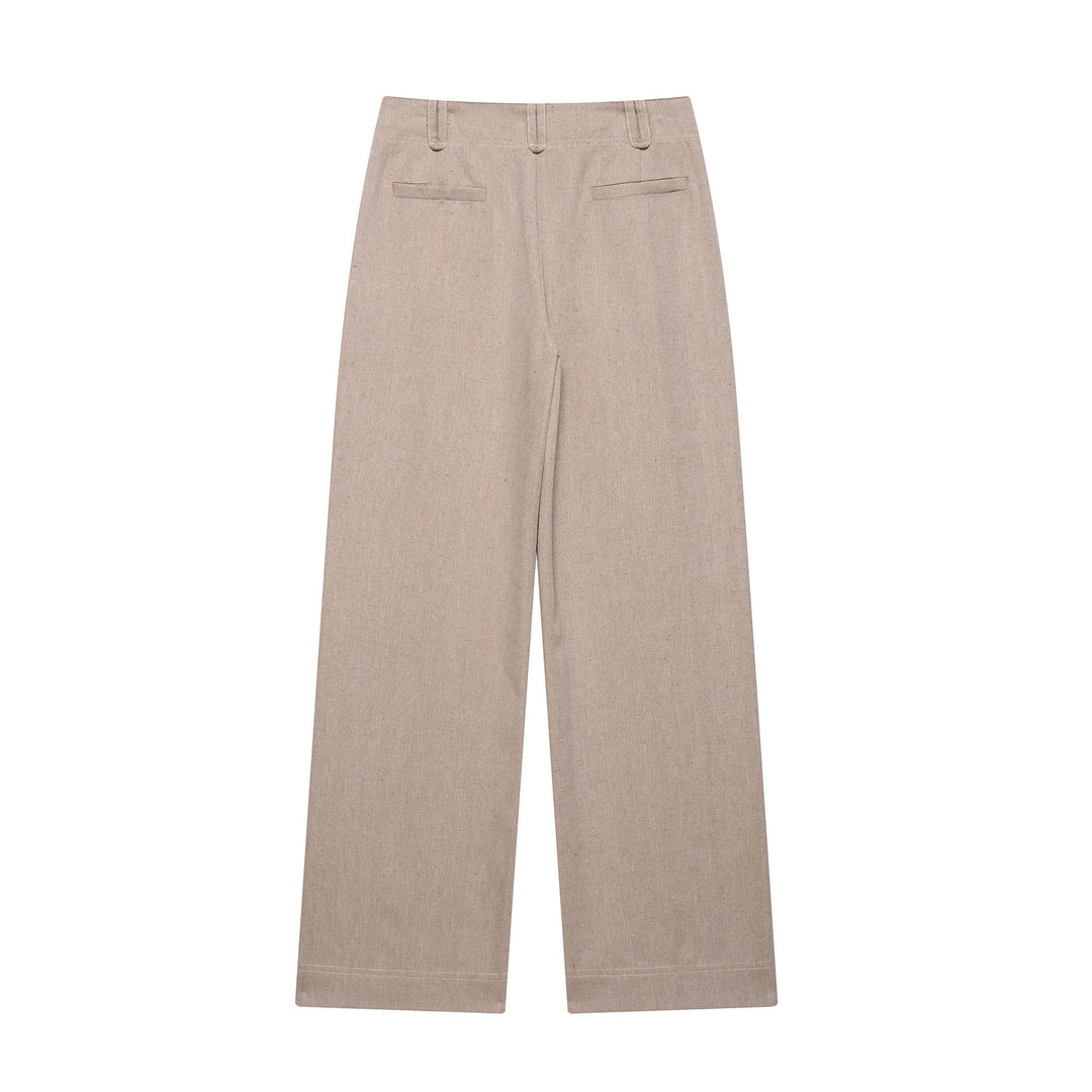 Ensemble pour femmes avec veste à fermeture éclair, col chemise et jambes larges