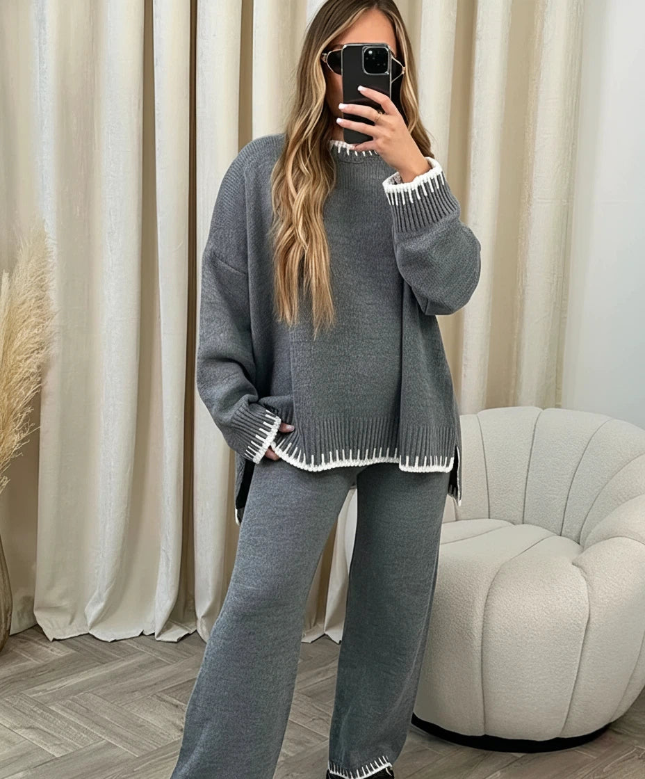 Ensemble pour femmes avec pull à col rond et pantalon long