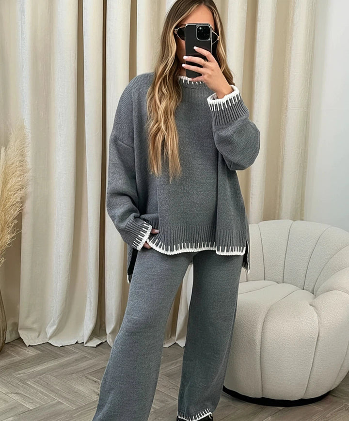 Ensemble pour femmes avec pull à col rond et pantalon long