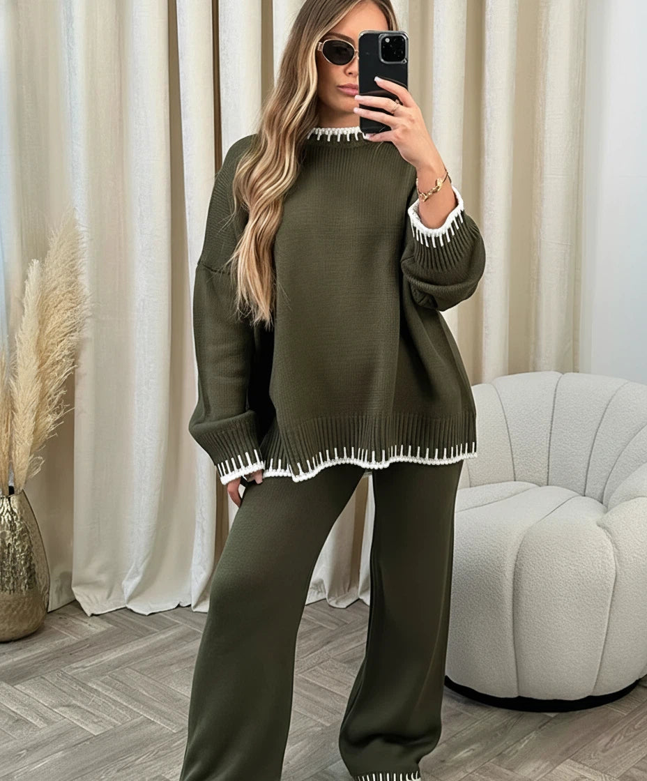 Ensemble pour femmes avec pull à col rond et pantalon long