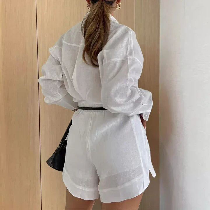 Ensemble d'été pour femmes avec chemise et short taille haute