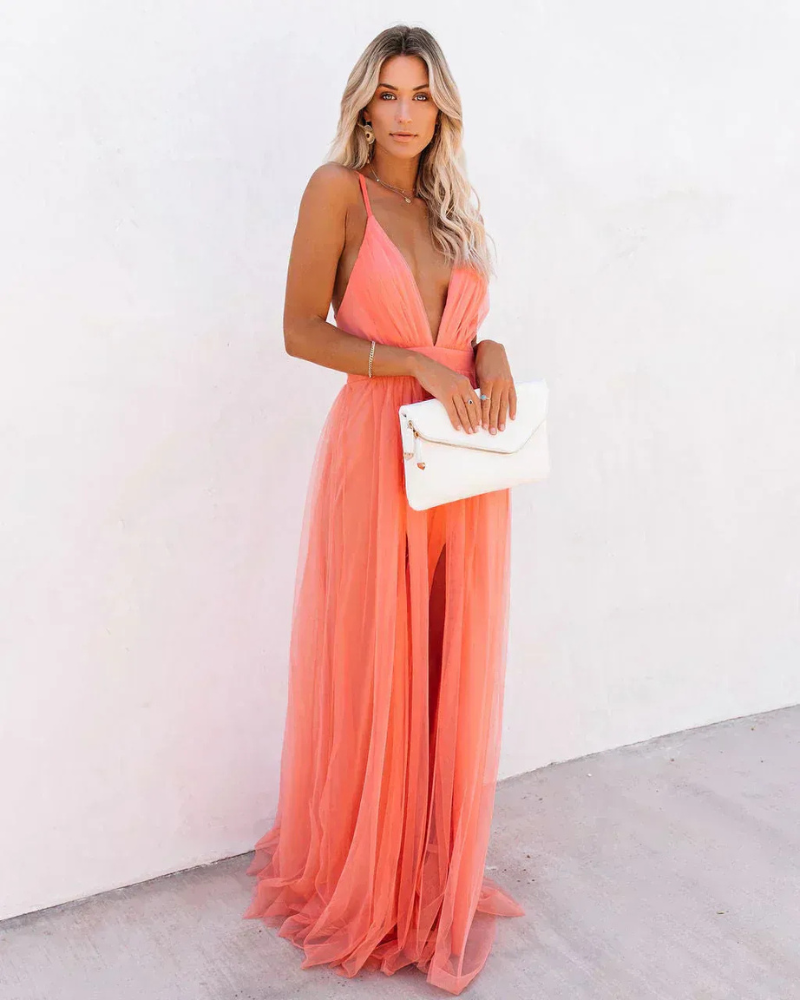 Robe de soirée en dentelle élégante pour femmes | Maxi