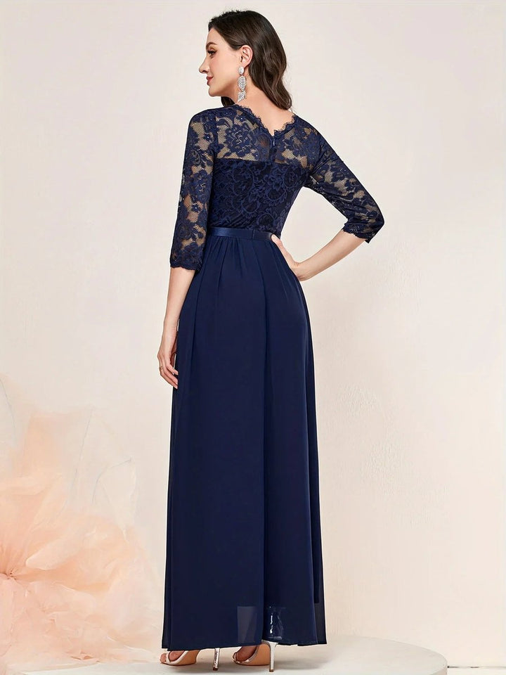 Katharina | Robe de Soirée Élégante en Dentelle et Chiffon pour Femmes