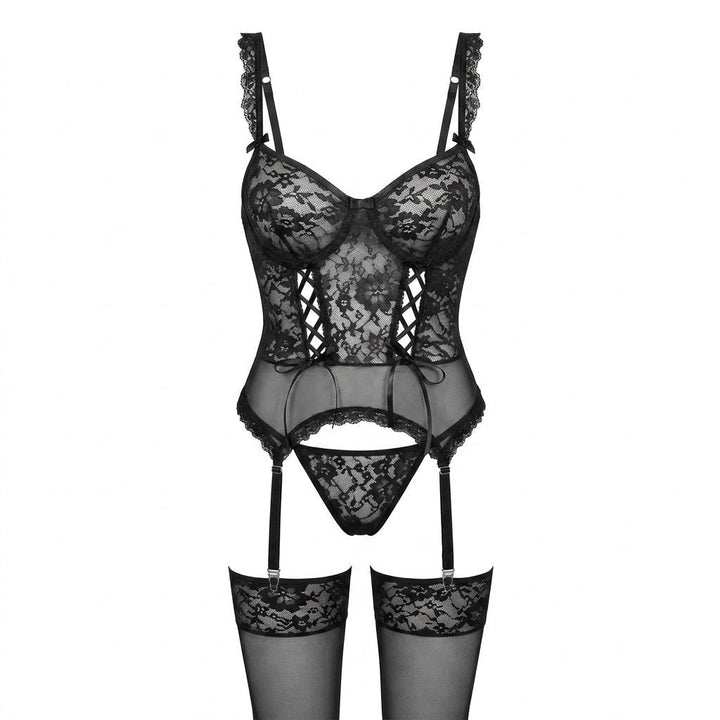 Sophie | Ensemble de lingerie en dentelle pour femmes avec corset et porte-jarretelles