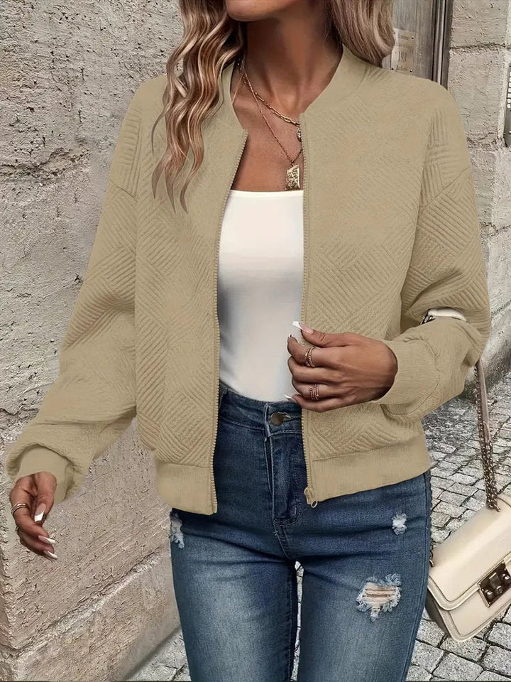 Annika | Veste matelassée pour femmes légère Bomber à zip en tissu structuré