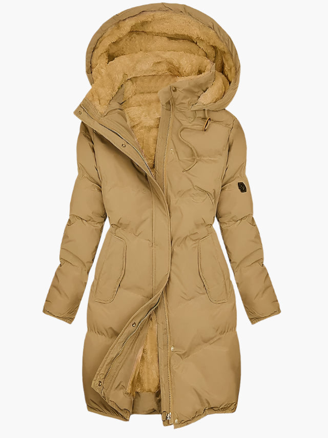 Veste matelassée pour femmes avec capuche en peluche et fermeture éclair