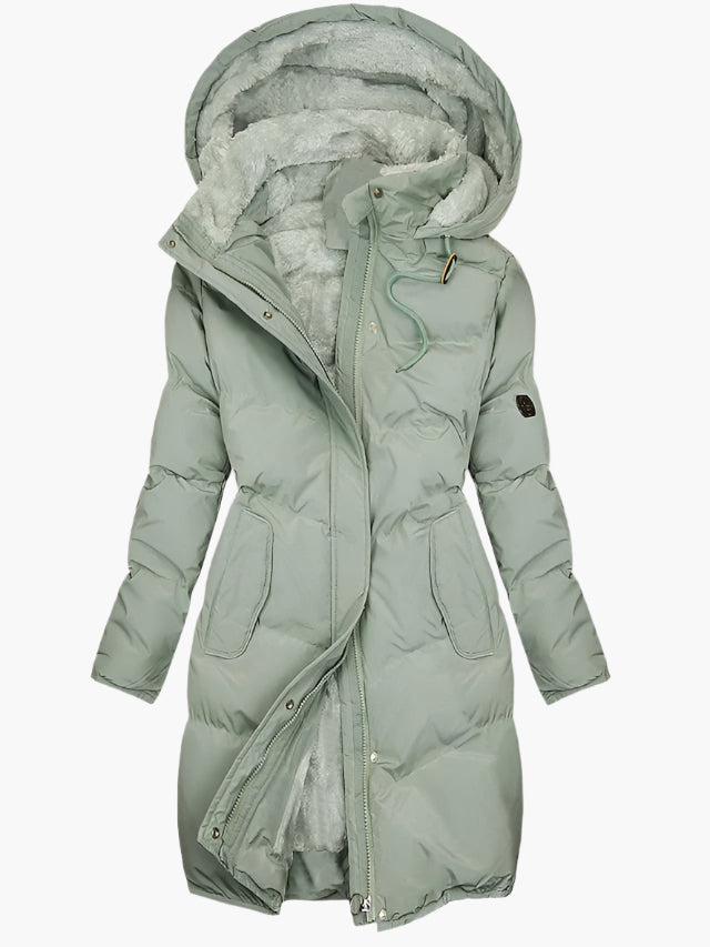 Veste matelassée pour femmes avec capuche en peluche et fermeture éclair