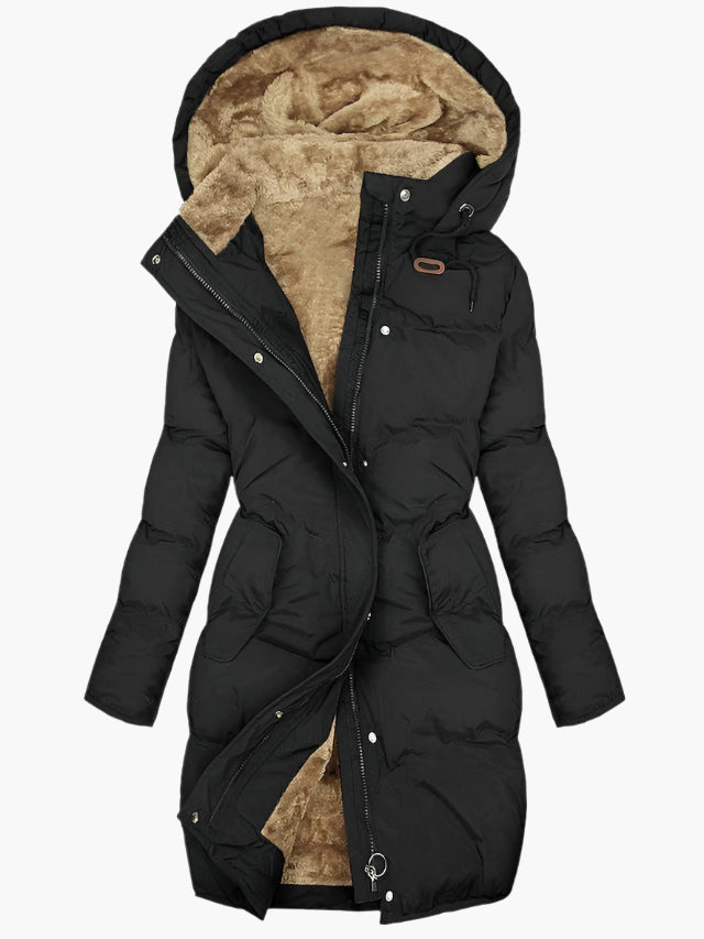 Veste matelassée pour femmes avec capuche en peluche et fermeture éclair