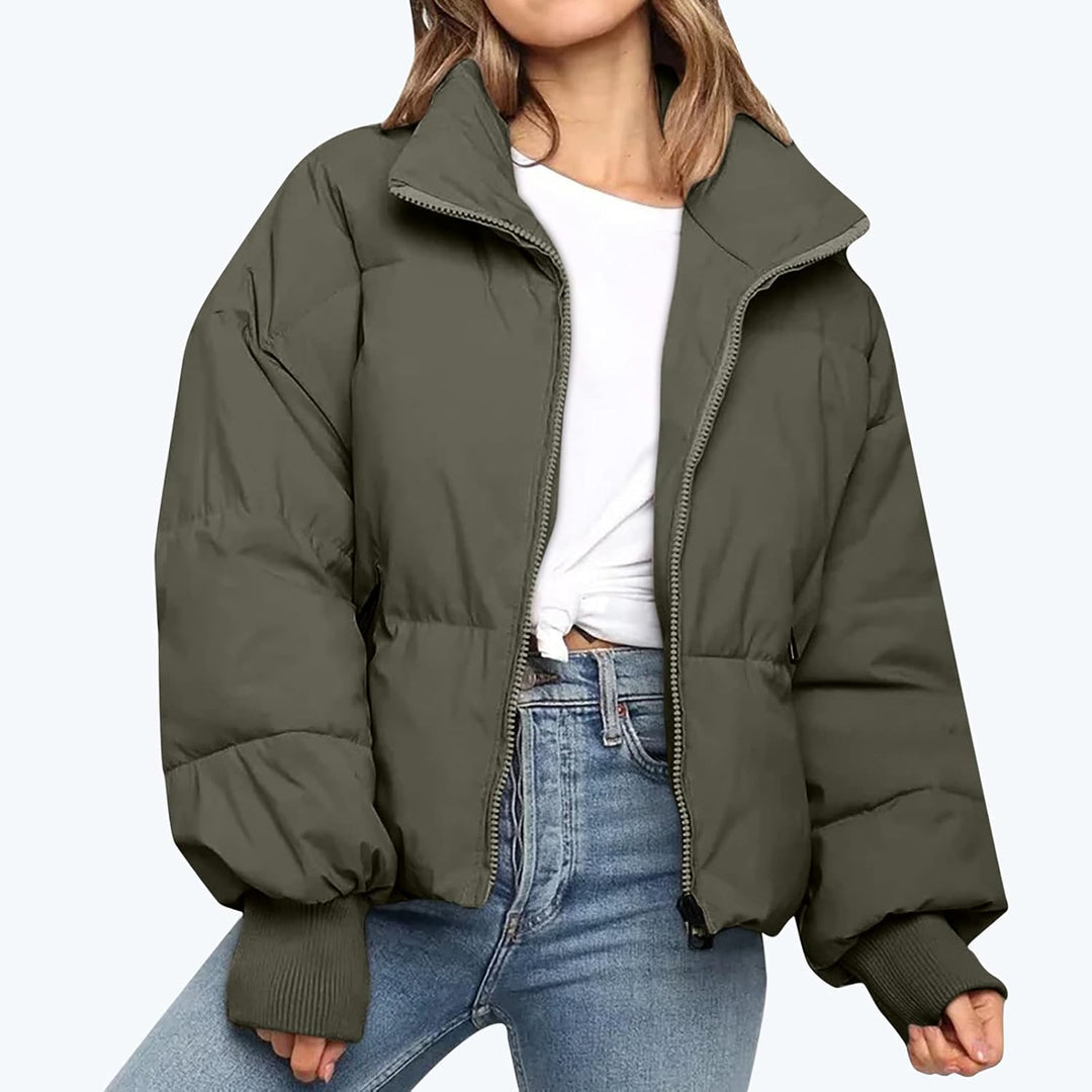 Veste matelassée pour femmes avec fermeture éclair et col montant