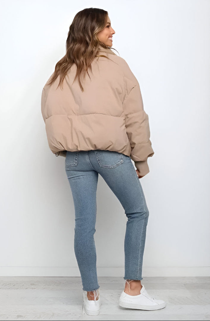Veste matelassée pour femmes avec fermeture éclair et col montant
