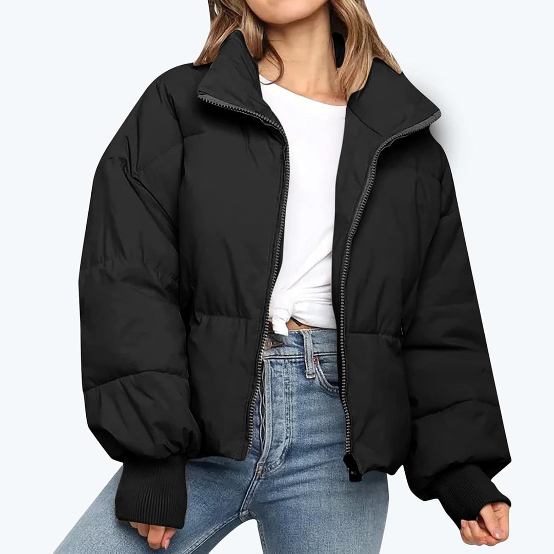 Veste matelassée pour femmes avec fermeture éclair et col montant