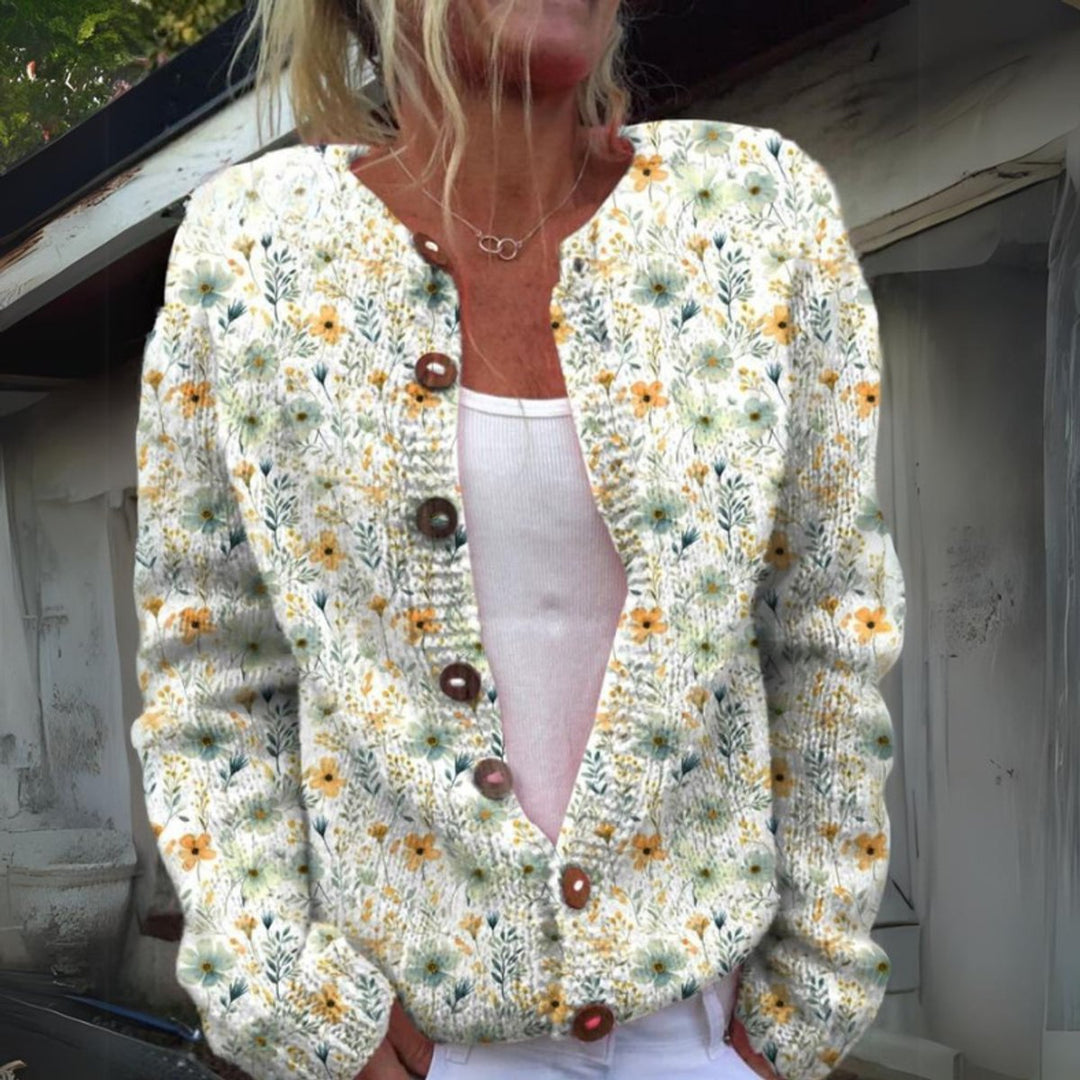 Hannah | Gilet en tricot pour femmes avec motif floral