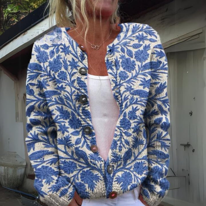 Hannah | Gilet en tricot pour femmes avec motif floral