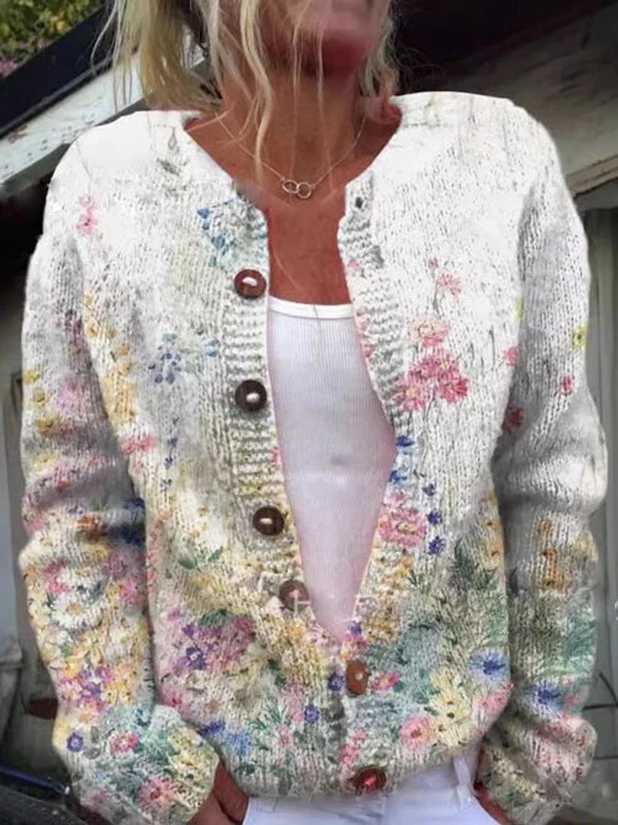 Hannah | Gilet en tricot pour femmes avec motif floral