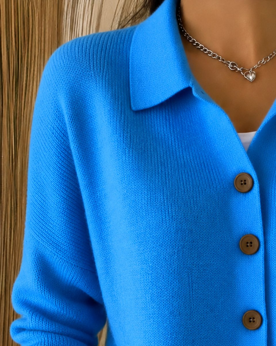 Nora | Veste en tricot pour femmes avec col chemise et boutonnière Coupe décontractée