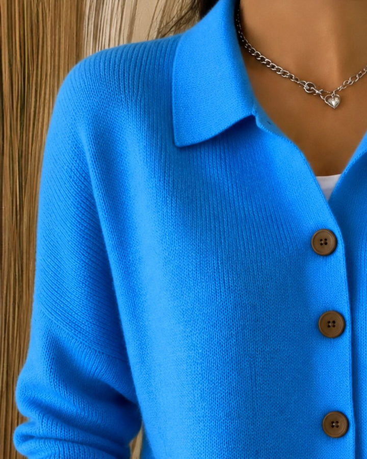 Nora | Veste en tricot pour femmes avec col chemise et boutonnière Coupe décontractée