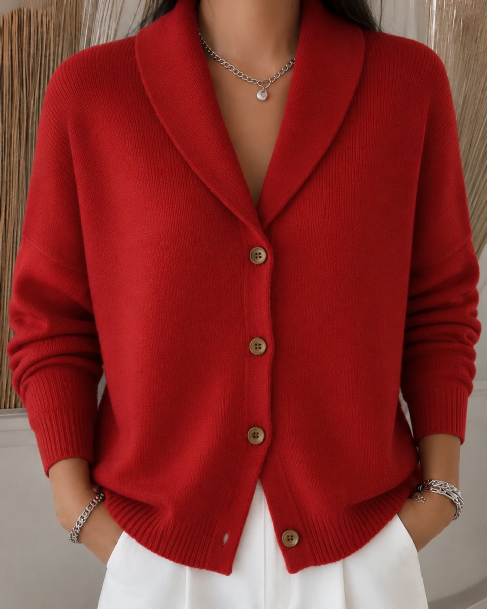 Nora | Veste en tricot pour femmes avec col chemise et boutonnière Coupe décontractée
