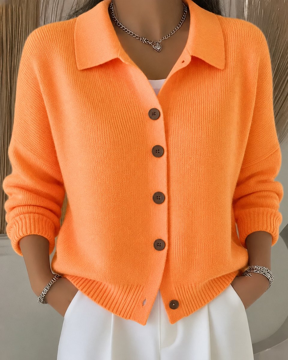 Nora | Veste en tricot pour femmes avec col chemise et boutonnière Coupe décontractée