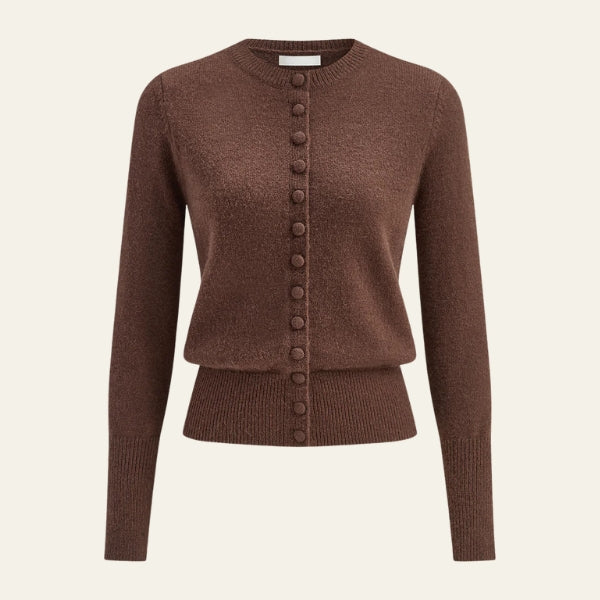 Cardigan pour femmes avec col rond, boutonnière et manches longues