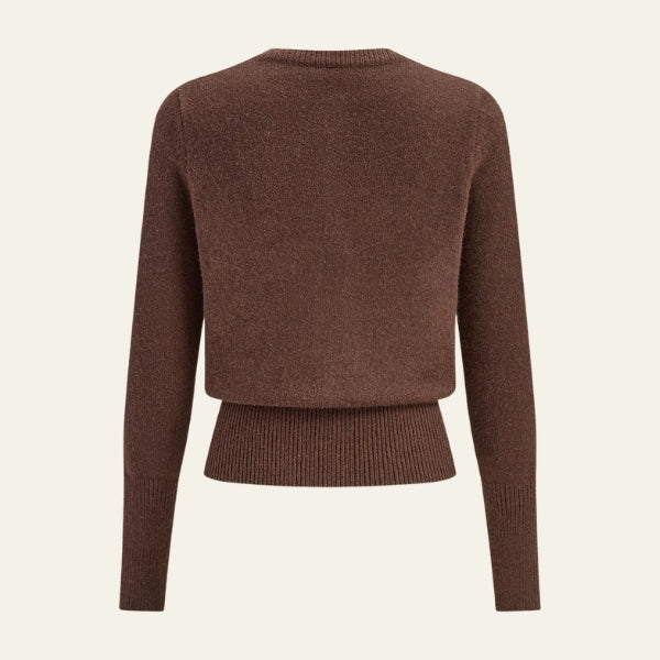 Cardigan pour femmes avec col rond, boutonnière et manches longues