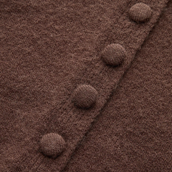 Cardigan pour femmes avec col rond, boutonnière et manches longues