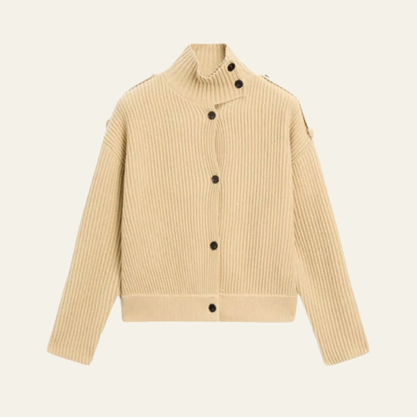 Gilet pour femmes avec col montant, patte de boutonnage et manches longues