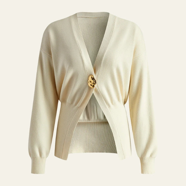 Cardigan pour femmes avec décolleté en V, fermeture à boutons et manches longues