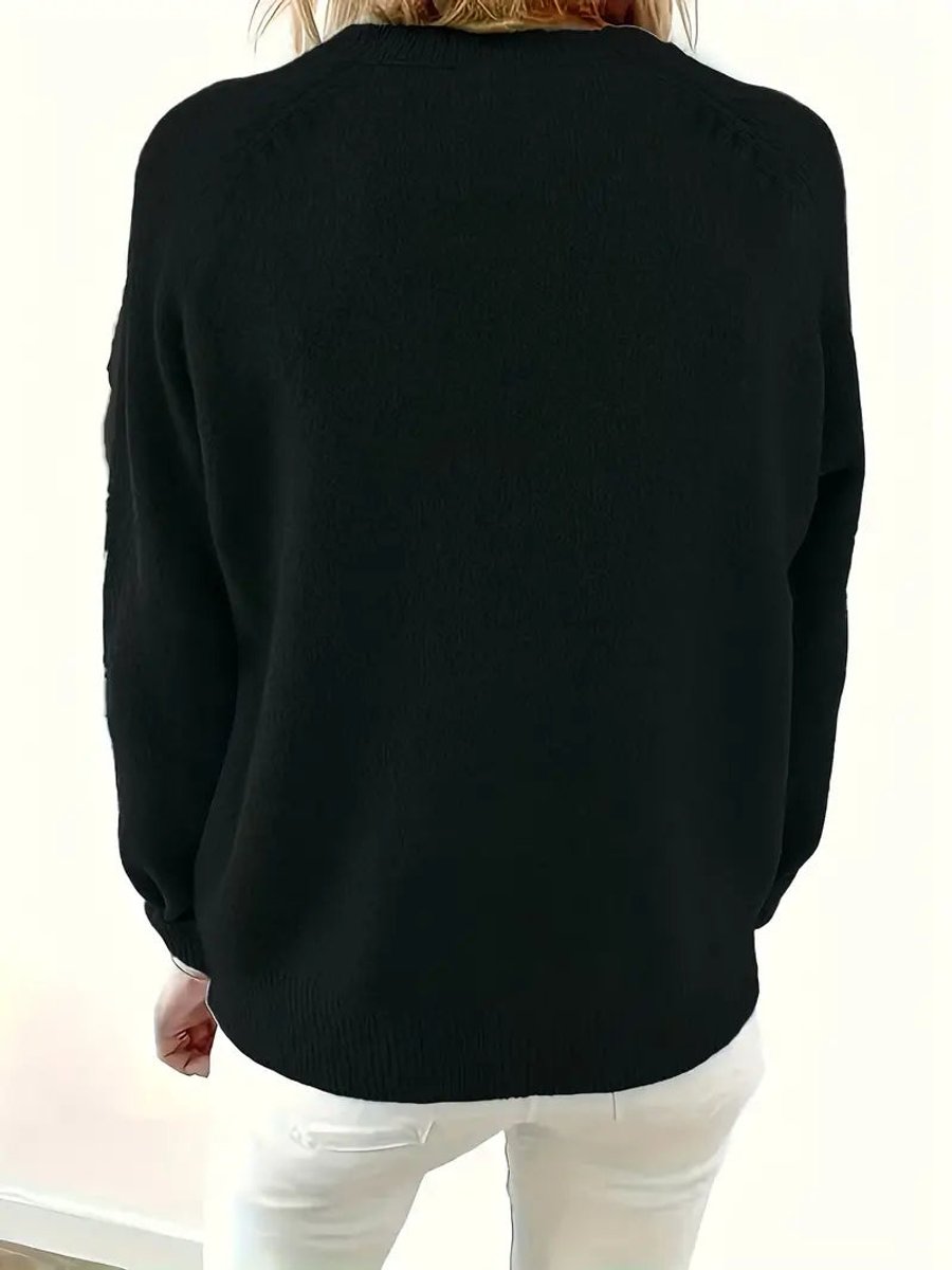 Marlene | Pull en tricot pour femmes avec décolleté en V et patte de boutonnage demi-longue