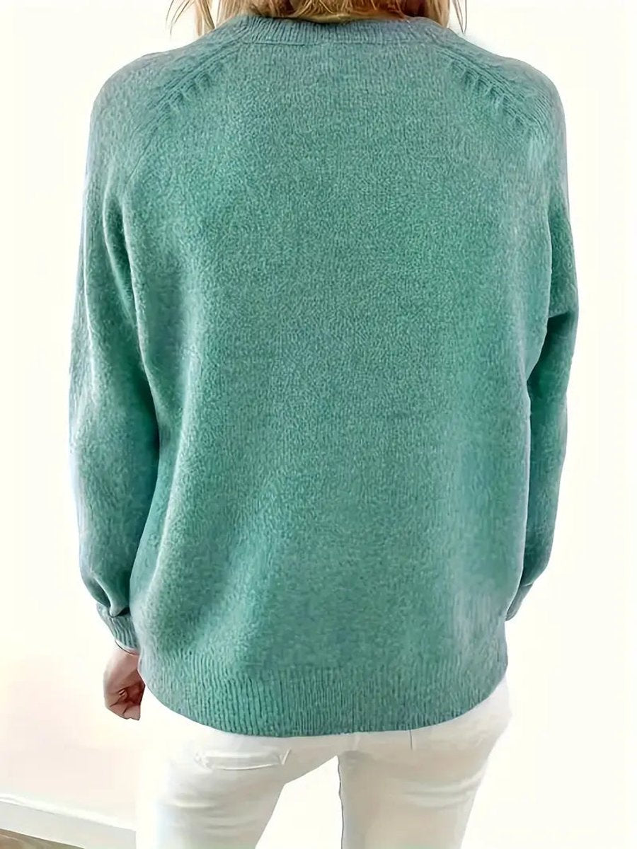 Marlene | Pull en tricot pour femmes avec décolleté en V et patte de boutonnage demi-longue
