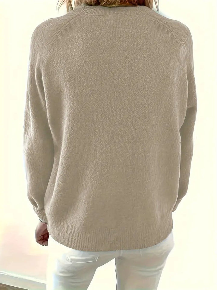 Marlene | Pull en tricot pour femmes avec décolleté en V et patte de boutonnage demi-longue