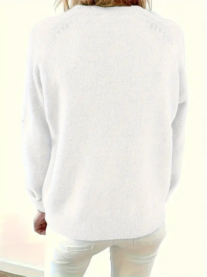 Marlene | Pull en tricot pour femmes avec décolleté en V et patte de boutonnage demi-longue
