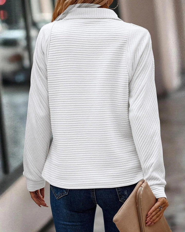 Mia | Pull en tricot pour femmes avec fermeture éclair et col montant à manches longues