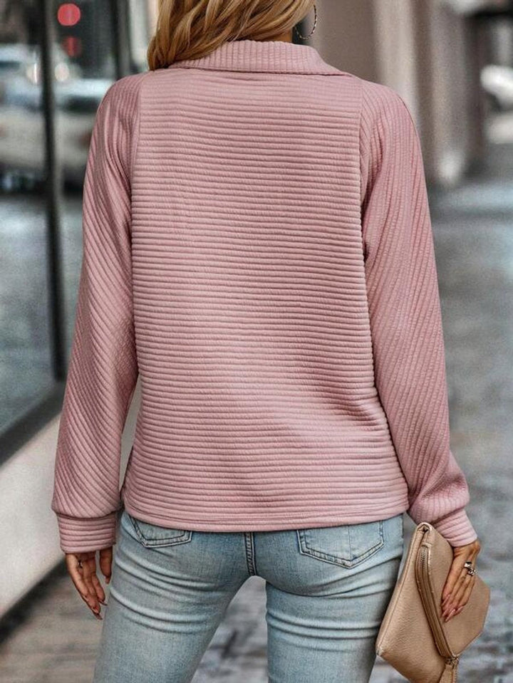 Mia | Pull en tricot pour femmes avec fermeture éclair et col montant à manches longues
