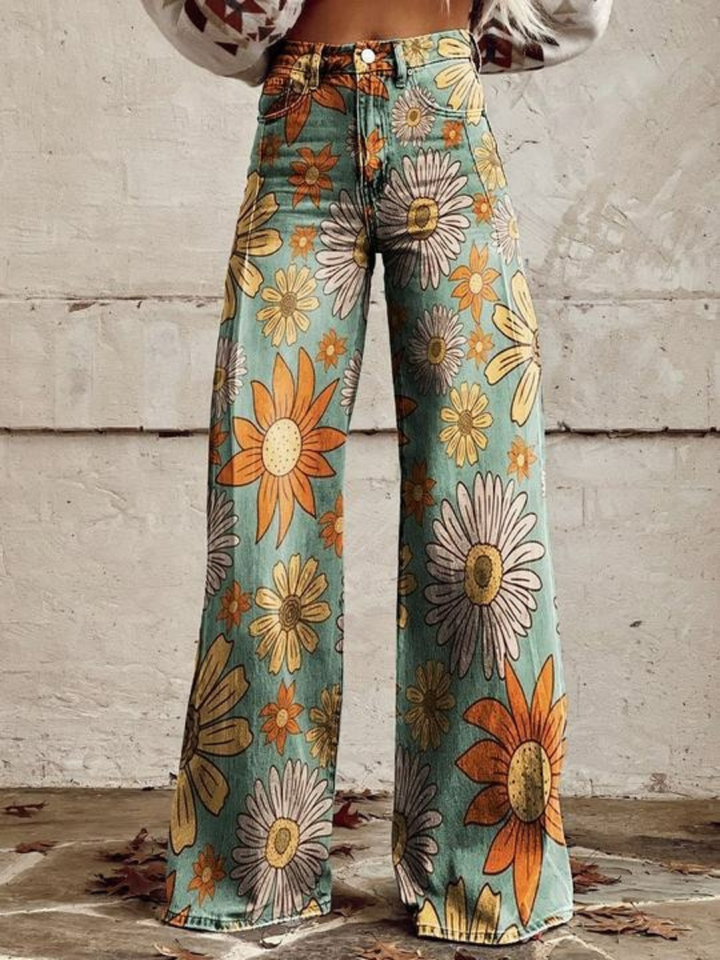Pantalon en jean stylé pour femmes avec jambes larges | Baggy