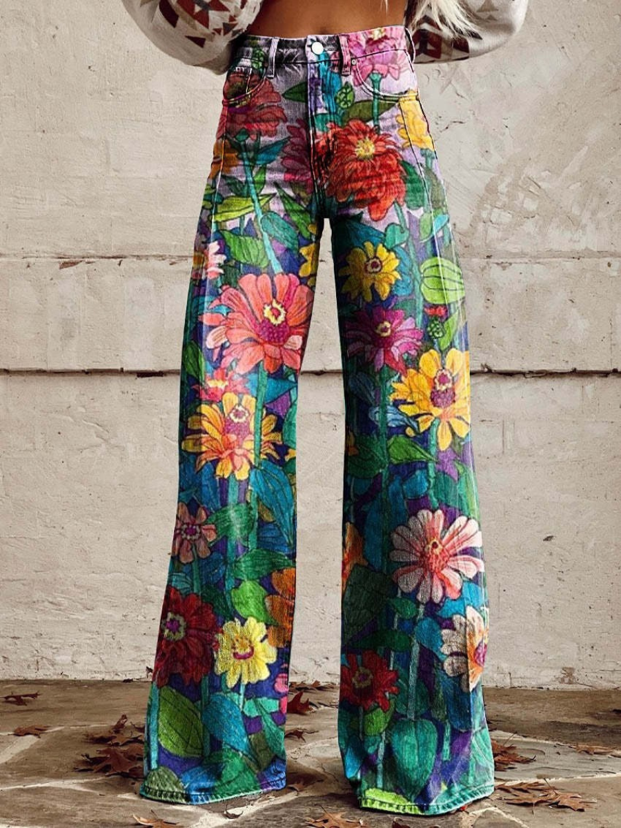 Pantalon en jean stylé pour femmes avec jambes larges | Baggy
