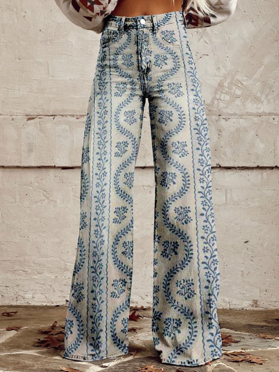 Pantalon en jean stylé pour femmes avec jambes larges | Baggy
