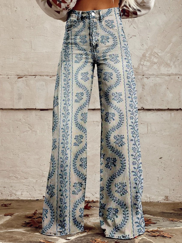 Pantalon en jean stylé pour femmes avec jambes larges | Baggy