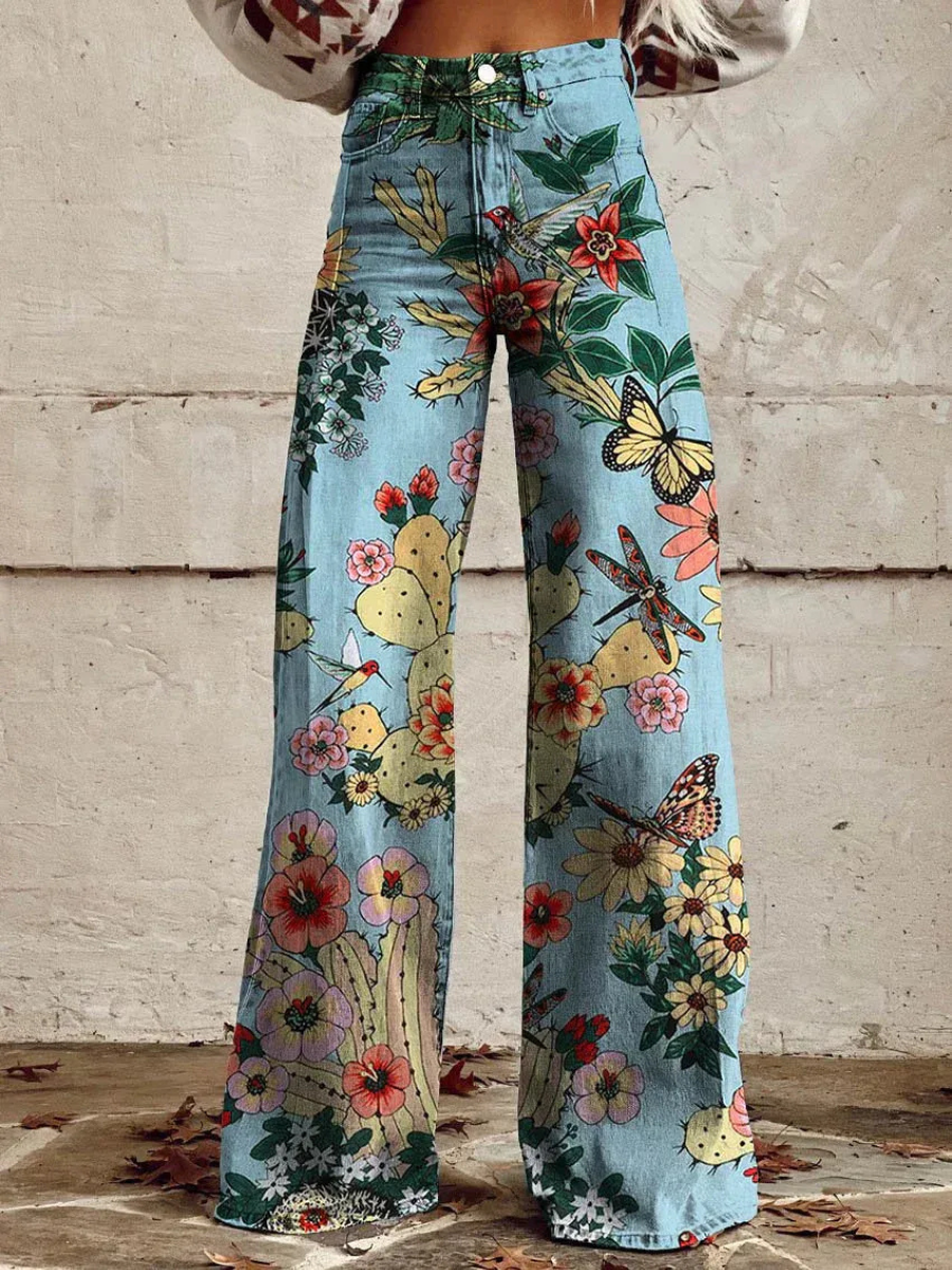 Pantalon en jean stylé pour femmes avec jambes larges | Baggy