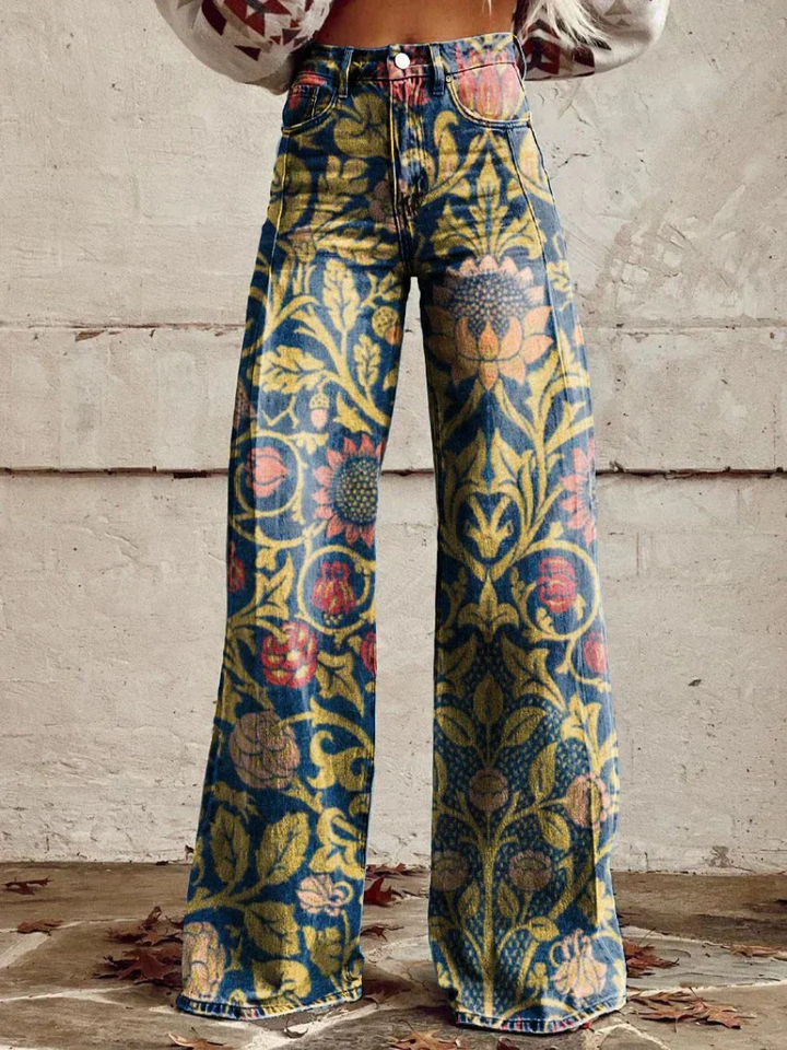 Pantalon en jean stylé pour femmes avec jambes larges | Baggy