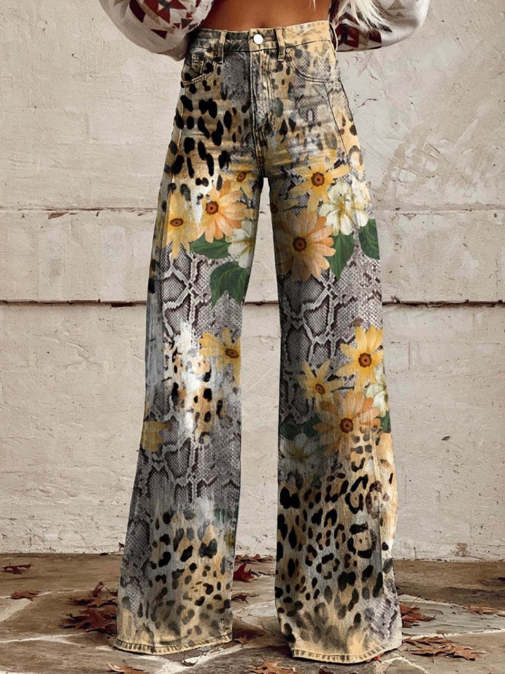 Pantalon en jean stylé pour femmes avec jambes larges | Baggy